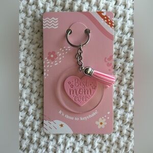 Pink Heart ‘Best Mom Ever’ Keychain with Tassel - Homemade